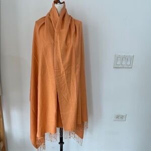 Elegant Orange Women's Shawl Coat